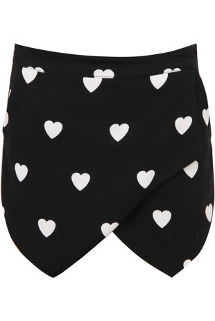 Black and White Heart Print Shorts Skorts