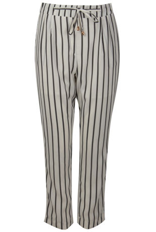 White Stripe Waist Tie Trousers