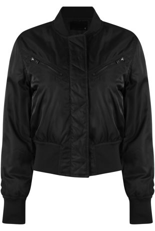 Navy Zipped Pocket Cropped Bomber Jacket 