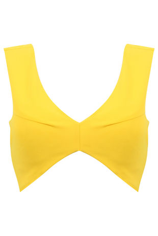 Yellow Zip Fastening Sleeveless Crop Top