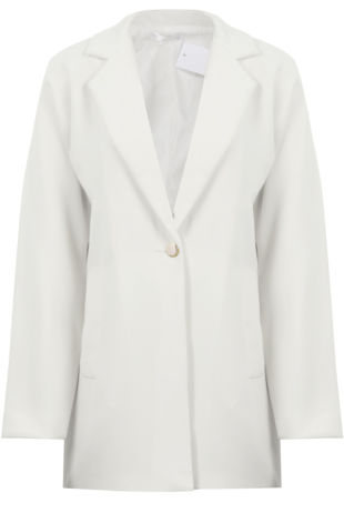 White Long Sleeve Easy Fit Coat
