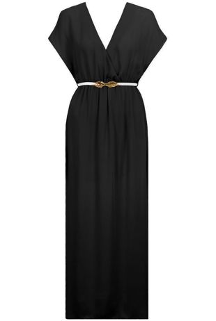 Black Belted Cross Over Maxi Dress