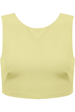 Yellow Zipped Fastening Sleeveless Crop Tops