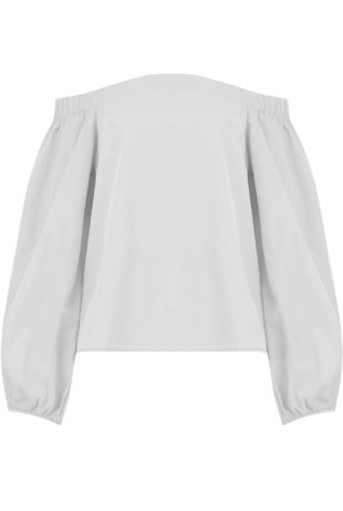 White Off Shoulder Knot Sleeve Blouse