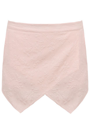 Pink Embroided Tailored Skorts