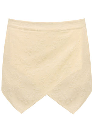 Yellow Embroided Tailored Skorts