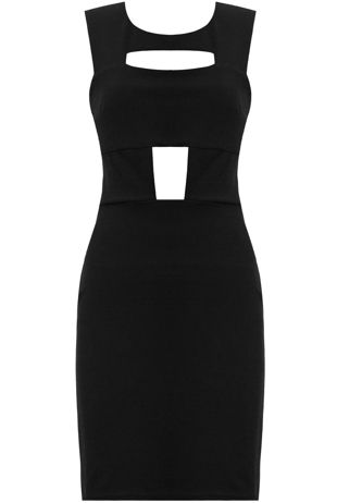 Black Front Cut Out Bodycon Dress