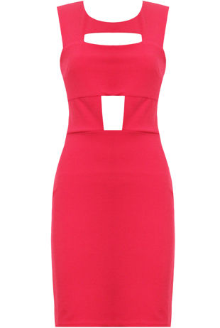 Pink Front Cut Out Bodycon Dress