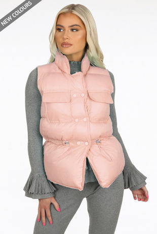 Rose Pocket Front Quilted Gilet