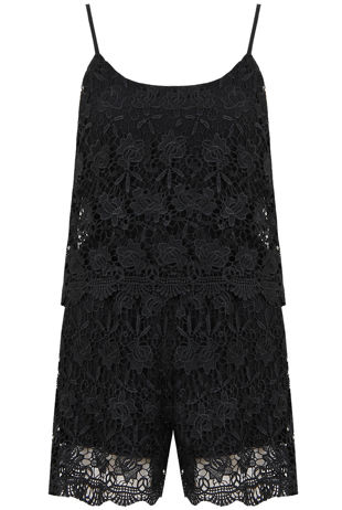 Black Crochet Strappy Playsuit
