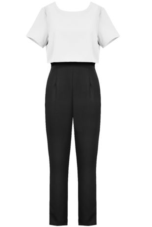 White & Black Two Tone Layered Jumpsuit