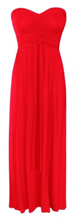 Strapless Bandeau Block Colour Maxi Dresses