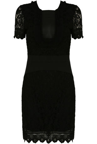 Black Crochet Lined Bodycon Dress