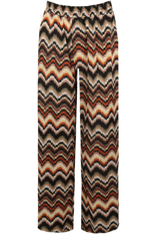 Black Zig Zag Print Wide Leg Trouser