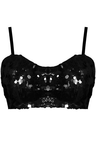 Sequin Bralet With Contrast Straps In Black