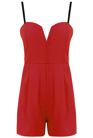 Red Bandeau Strappy Playsuit
