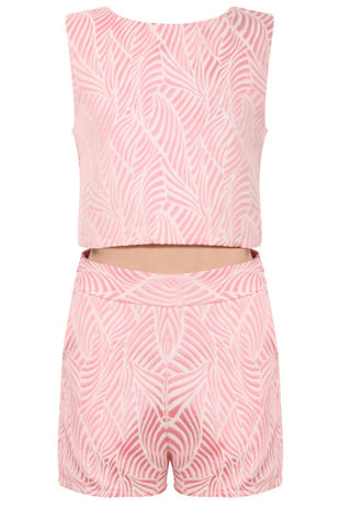 Pink Embossed Crop Top