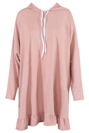 Rose Hooded Tie Up Jumper Dress