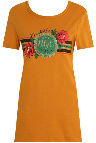 Mustard NYC Embossed T-Shirt Dress