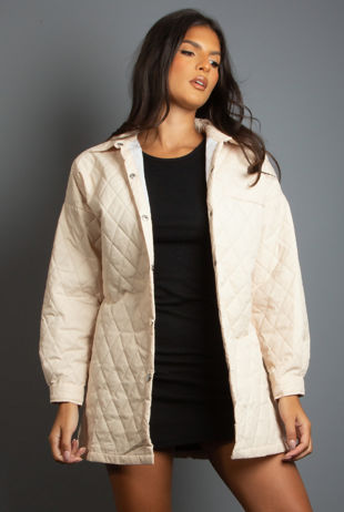 Beige Quilted Lightweight Coat 