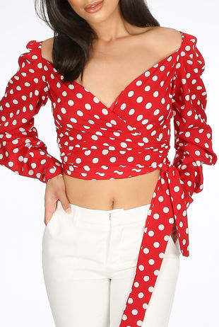 Red Polka Dot Sweetheart Blouse