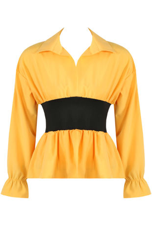 Animal Print Front Tie Up Blouse in Red-Copy