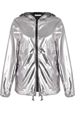 Silver Metallic Vinyl Hood Jacket