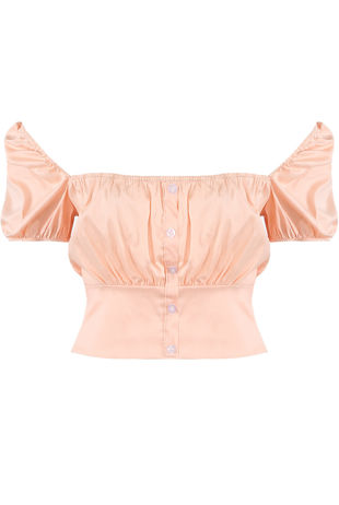 Rose Ruched Shirred Bardot Blouse