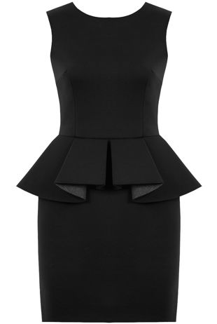 Black & Grey Back Zip Up Peplum Dress