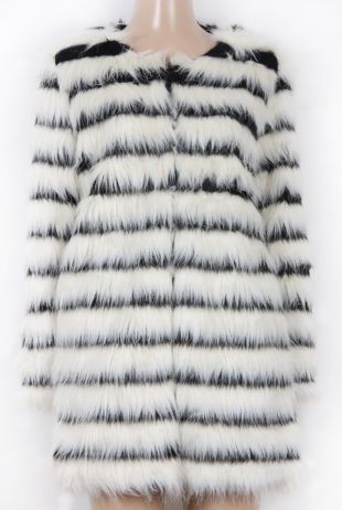 Monochrome Lined Soft Fur Coat