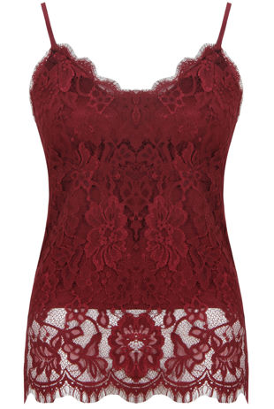 Wine Eyelash Lace Vest