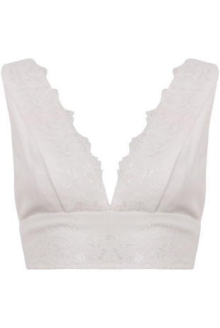 Cream Lace Trim Low Back Bralet
