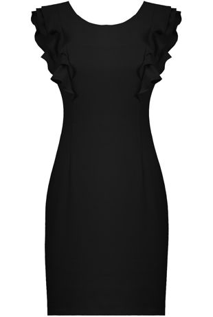 Black Layered Frill Back Zip Up Bodycon Dress