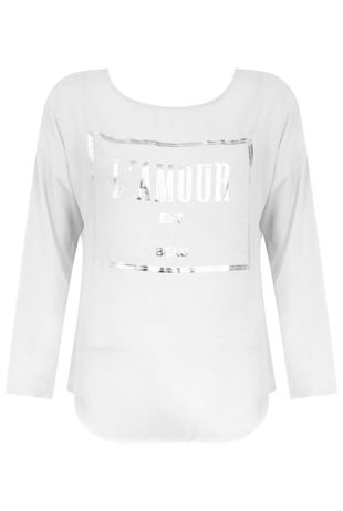 White LAmour Printed Chiffon Top In 