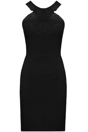 Black Lace Strap Detail Bodycon Dress