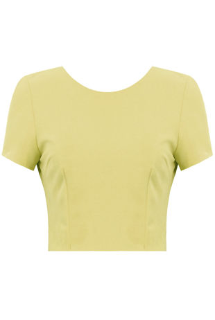 Yellow Backless Short Sleeve Crop Top