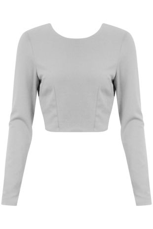 White Backless Short Sleeve Crop Top