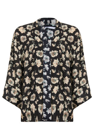 Black Floral Pull Over Top