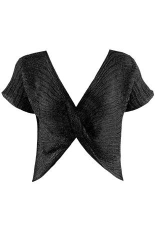 Black Metallic Twist Front Knit Top