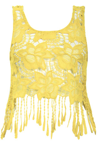 Crochet Fringe Top in Yellow