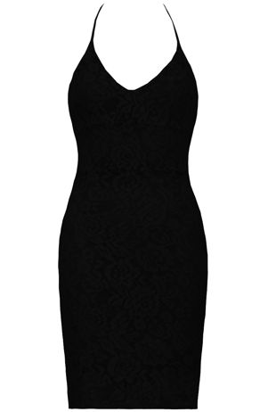 Black Floral Lace Criss Cross Back Bodycon Dress