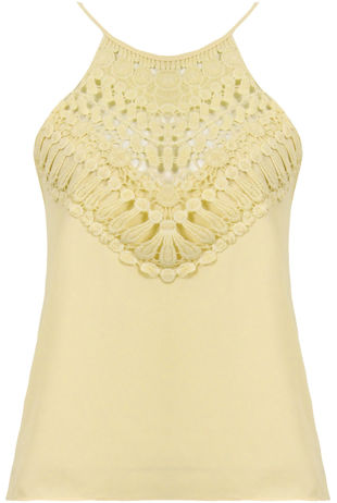 Yellow Crochet High Neck Cami Top