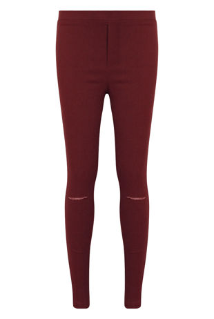 Ripped High Waisted Super Stretch Leggings in Wine