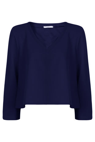 Navy V Neck Plain Tops
