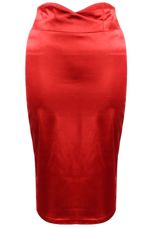 Red Cross Over High Waist Satin Skirt