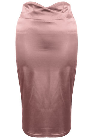 Pink Cross Over High Waist Satin Skirt