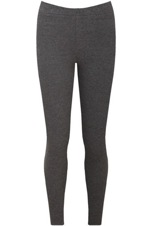 Grey Jersey Ribbed Leggings 