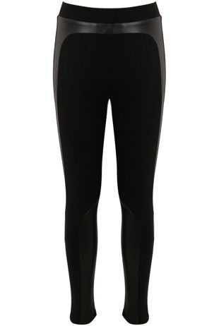 Black PU Panel Leggings