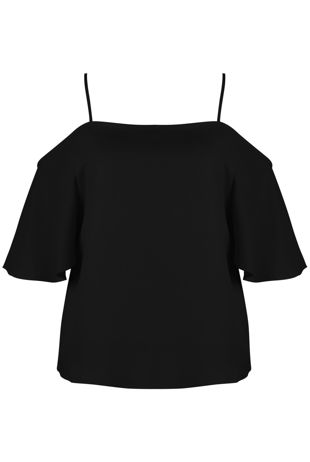 Black Cold Shoulder Cami Tops