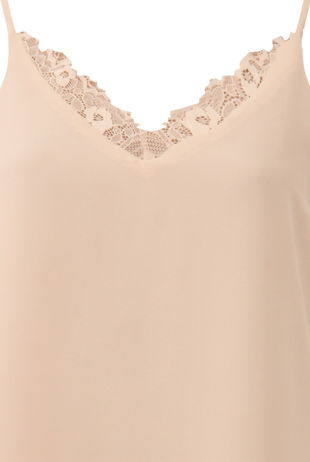 Beige Floral Lace Textured Layered Tops